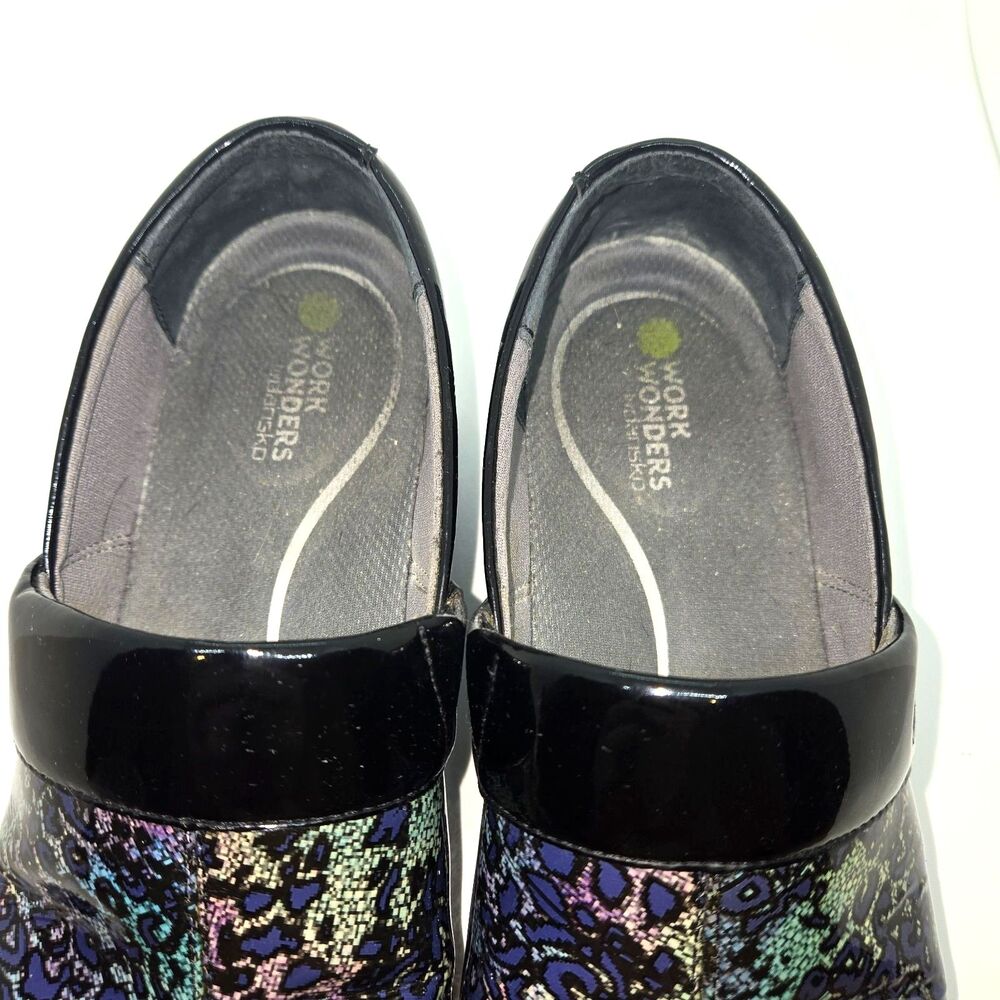 Dansko Work Wonders Comfort Clogs Multicolor Patent Leather Slip Resistant EU 38 - Picture 9 of 13